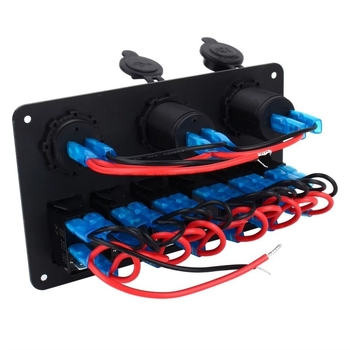 Univerzálny prepínač s dvojitým USB nabíjacím portom a voltmetrom, model 062422, pre úpravy vozidiel