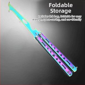 Nerūsējošā tērauda auto riepu akmeņu noņemšanas āķis — saliekams instruments ar akmeņu tīrīšanas āķi un loga laušanas āmuru — Zīmols Friendly, Modeļa kods Qingsz