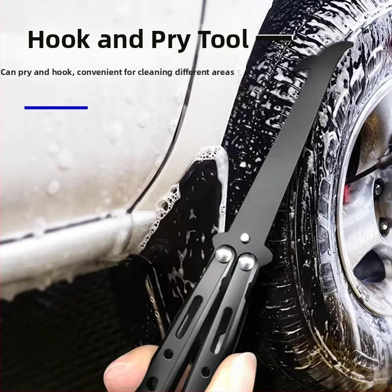 Nerūsējošā tērauda auto riepu akmeņu noņemšanas āķis — saliekams instruments ar akmeņu tīrīšanas āķi un loga laušanas āmuru — Zīmols Friendly, Modeļa kods Qingsz