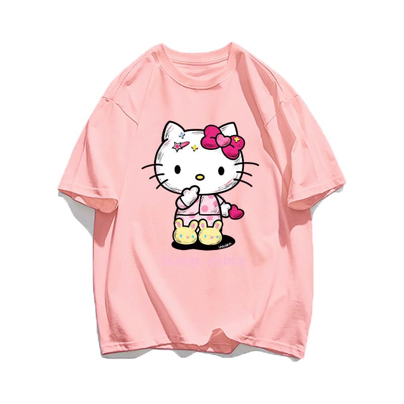 Дамска тениска с къс ръкав, памук-полиестер, кръгло деколте, принт с букви, свободен силует