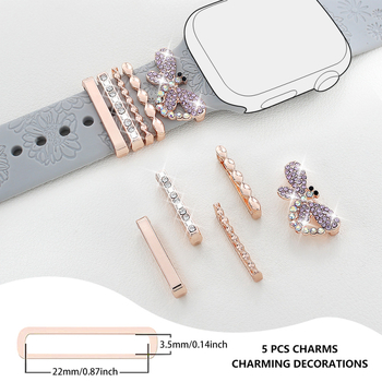 Apple Watchi silikoonriba dekoratiivne sõrmus – Diamond Dragonfly Heart, Metall, Moodne, Ühilduv Apple Watchiga