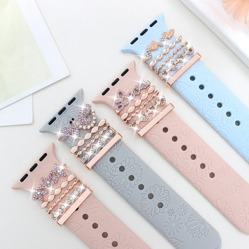 Apple Watchi silikoonriba dekoratiivne sõrmus – Diamond Dragonfly Heart, Metall, Moodne, Ühilduv Apple Watchiga