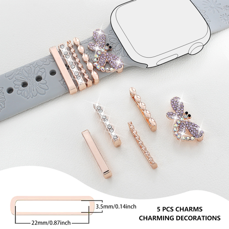 Apple Watchi silikoonriba dekoratiivne sõrmus – Diamond Dragonfly Heart, Metall, Moodne, Ühilduv Apple Watchiga