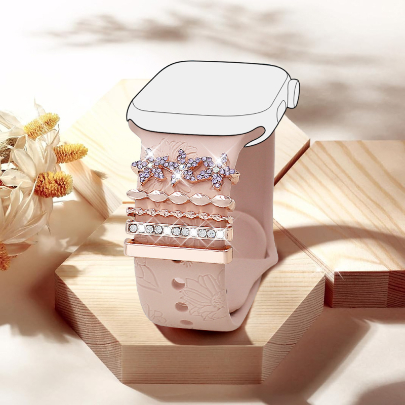 Apple Watchi silikoonriba dekoratiivne sõrmus – Diamond Dragonfly Heart, Metall, Moodne, Ühilduv Apple Watchiga