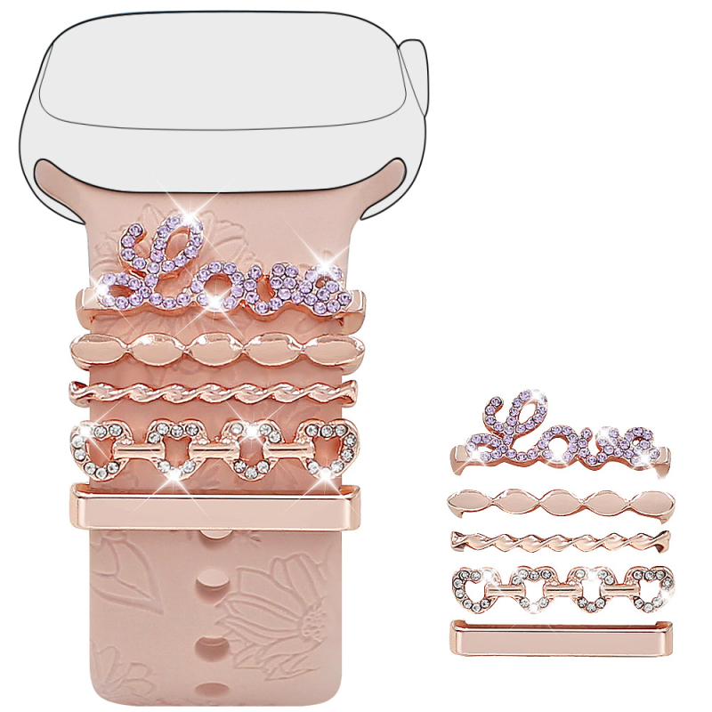 Apple Watchi silikoonriba dekoratiivne sõrmus – Diamond Dragonfly Heart, Metall, Moodne, Ühilduv Apple Watchiga