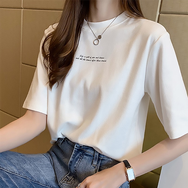 Ženski T-shirt s kratkim rukavima, ležeran kroj, okrugli izrez, Milk Silk tkanina, poliester ≥95%, ljeto 2025