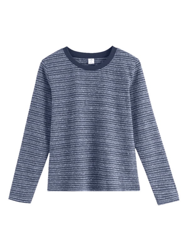 Μπλούζα με μακρύ μανίκι σε ριγέ σχέδιο, άνετη γραμμή, στρογγυλός λαιμός, μίγμα βαμβακιού-πολυεστέρα