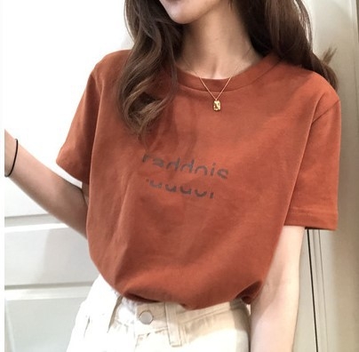 Ženski T-Shirt kratkih rukava u korejskom stilu, široka silueta, poliester, tisk