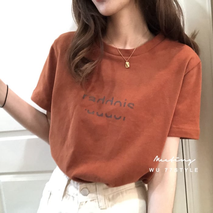 Ženski T-Shirt kratkih rukava u korejskom stilu, široka silueta, poliester, tisk