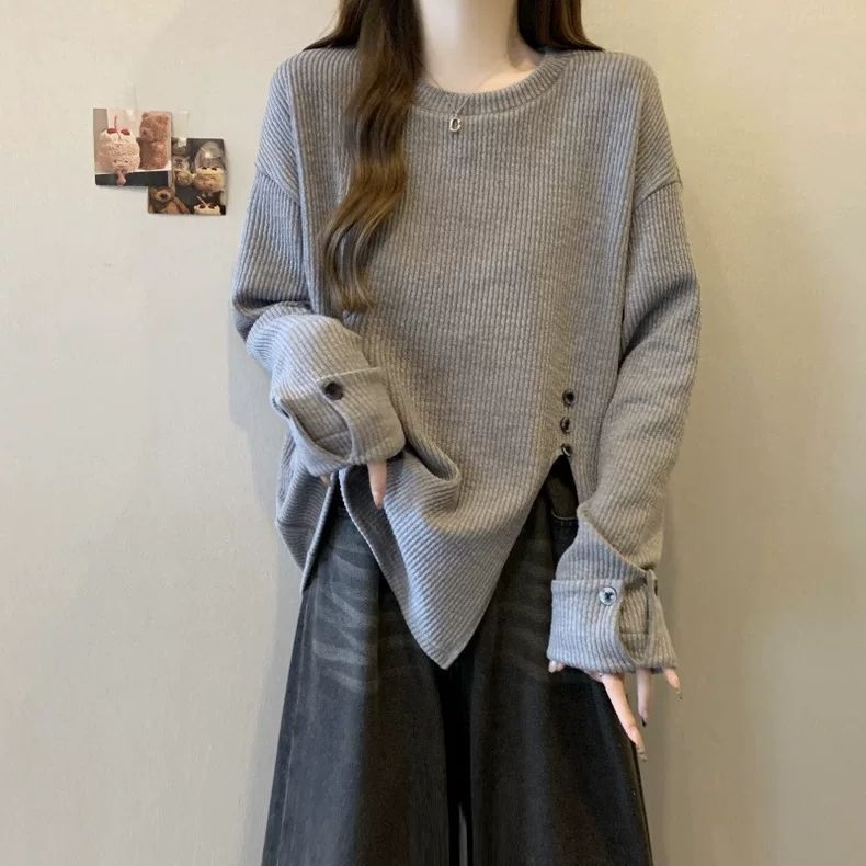 Tričko s dlhými rukávmi s nepravidelným rozparkom, guľatý výstrih, chenille látka, obsah elastanu <30%, 3/4 rukávy