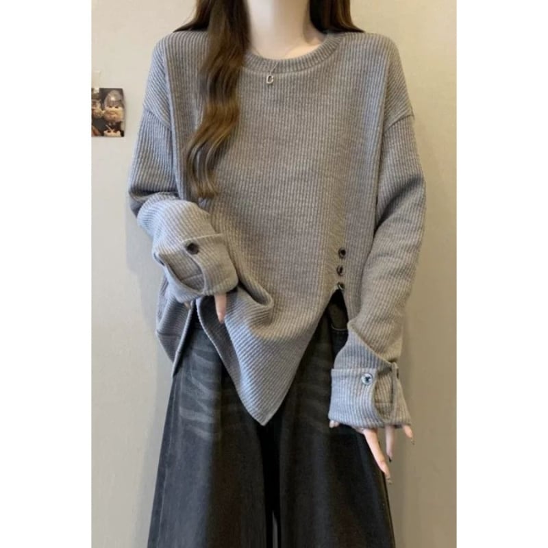 Tričko s dlhými rukávmi s nepravidelným rozparkom, guľatý výstrih, chenille látka, obsah elastanu <30%, 3/4 rukávy