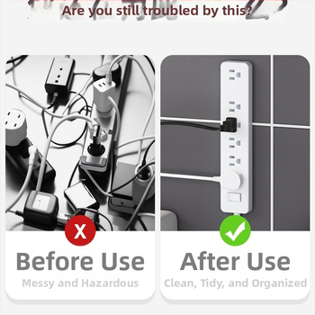 Suport de perete pentru prize și organizator de cabluri pentru routere, montaj universal, fără găuri, material: floare de mătase