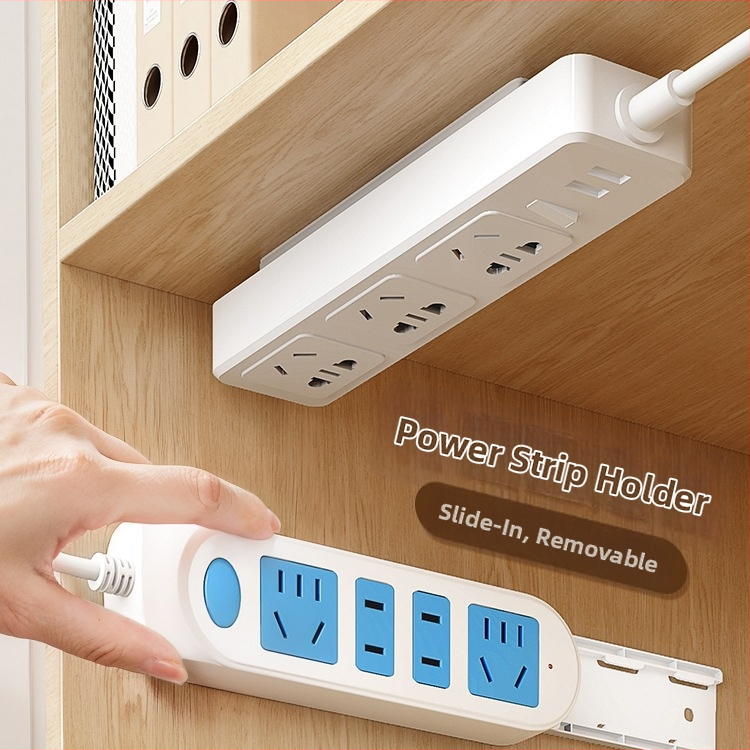 Suport de perete pentru prize și organizator de cabluri pentru routere, montaj universal, fără găuri, material: floare de mătase