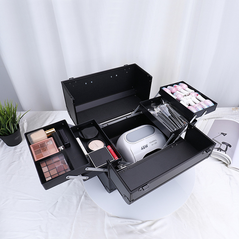 Cutie pentru unelte de tatuaj, capacitate mare, geantă de machiaj cu lacăt – pentru artiști de make-up: gene, tatuaj sprâncene, manichiură, îngrijire picioare