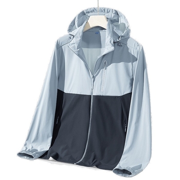 Vonkajšia windbreaker, blokový dizajn, UPF50+ ochrana proti slnku, nylonový materiál, kapucňa