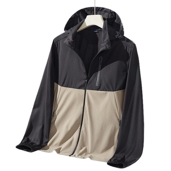 Vonkajšia windbreaker, blokový dizajn, UPF50+ ochrana proti slnku, nylonový materiál, kapucňa
