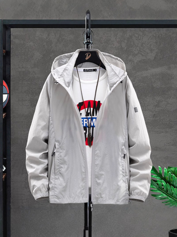 Palton cu glugă, protecție UPF30+ UV, țesătură subțire poliester, buzunare laterale, vara 2025