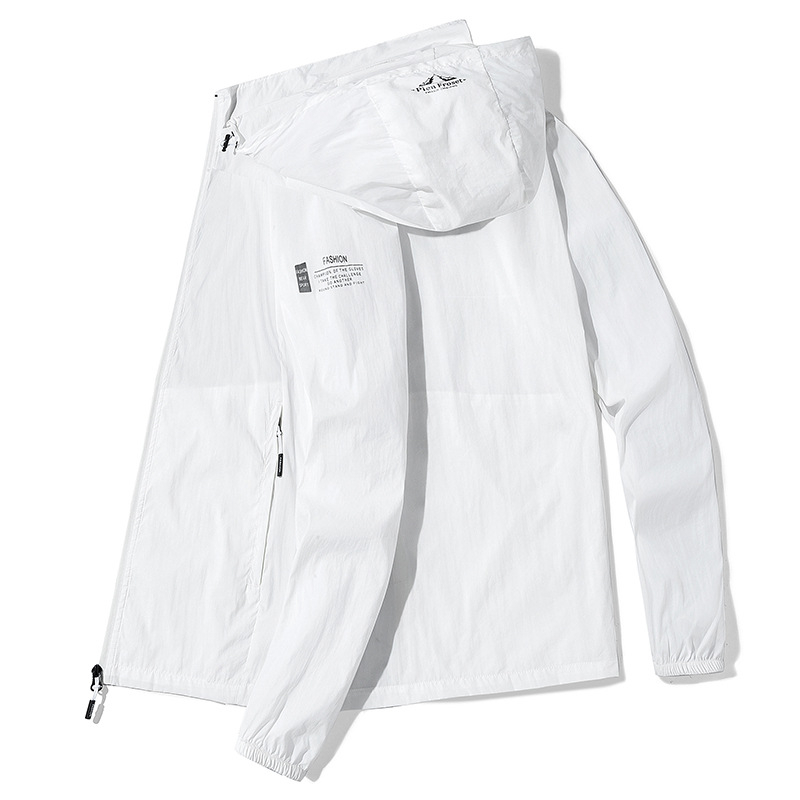 Palton cu glugă, protecție UPF30+ UV, țesătură subțire poliester, buzunare laterale, vara 2025
