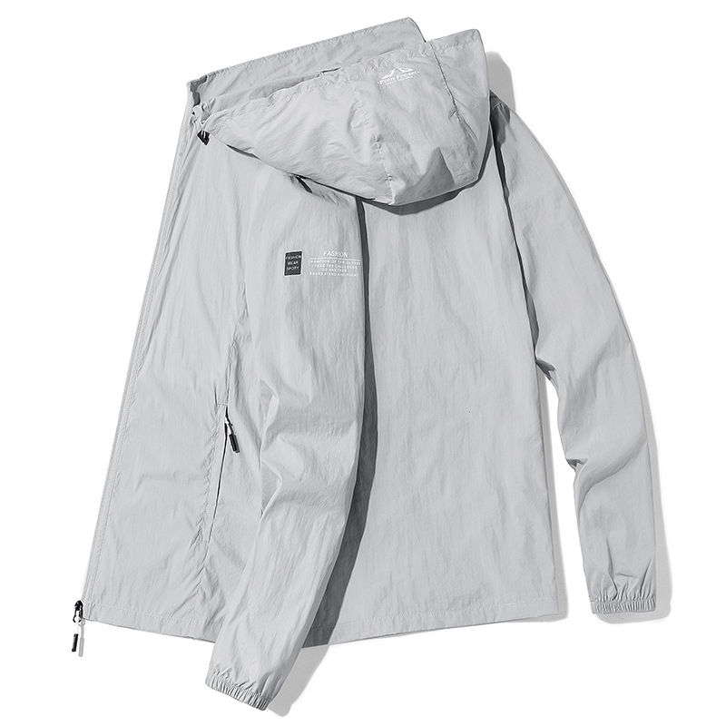 Palton cu glugă, protecție UPF30+ UV, țesătură subțire poliester, buzunare laterale, vara 2025