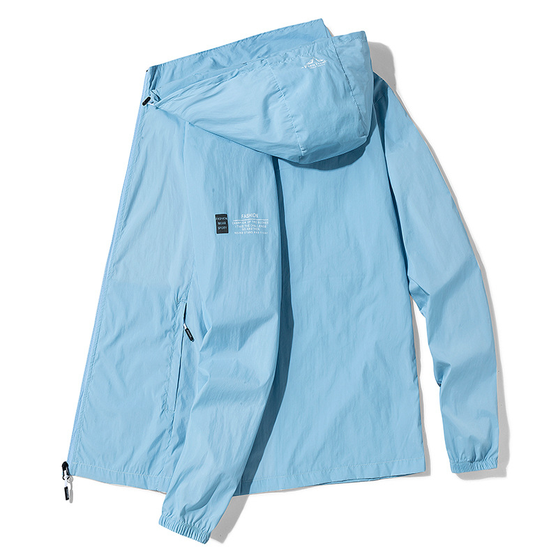 Palton cu glugă, protecție UPF30+ UV, țesătură subțire poliester, buzunare laterale, vara 2025