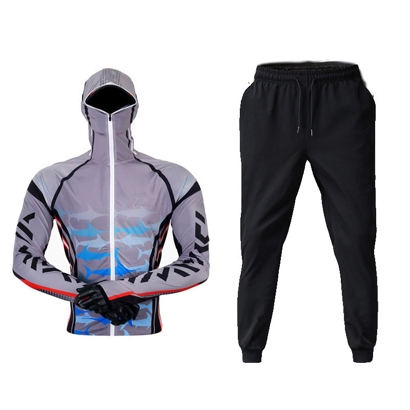 Vīriešu zvejas komplekts no Ice Silk materiāla — elpojošs, ātri žūst, UV aizsardzība, pret odiem, rudens zvejībai