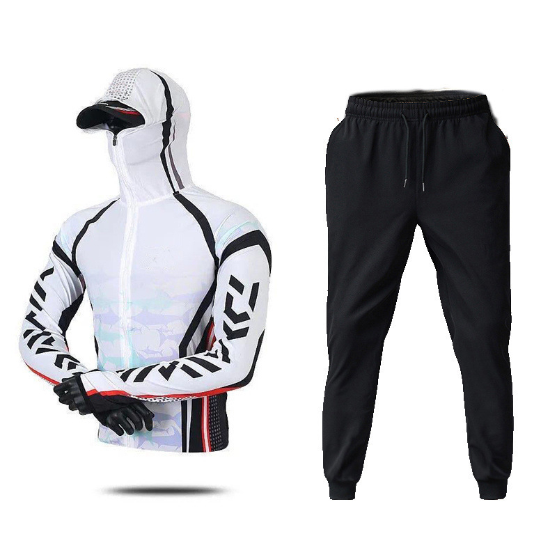 Vīriešu zvejas komplekts no Ice Silk materiāla — elpojošs, ātri žūst, UV aizsardzība, pret odiem, rudens zvejībai