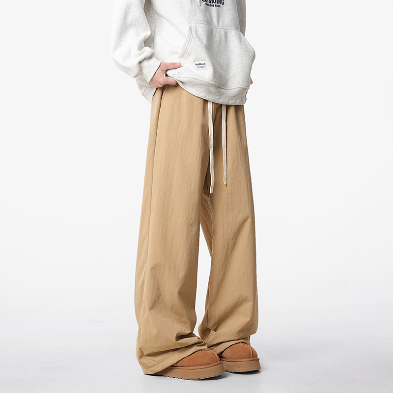 Ανδρικοί χειμερινοί casual παντελόνες σε ιαπωνικό στυλ, με φλίς επένδυση, χαλαρή εφαρμογή, μεσαίο ύψος μέσης, ίσια γραμμή