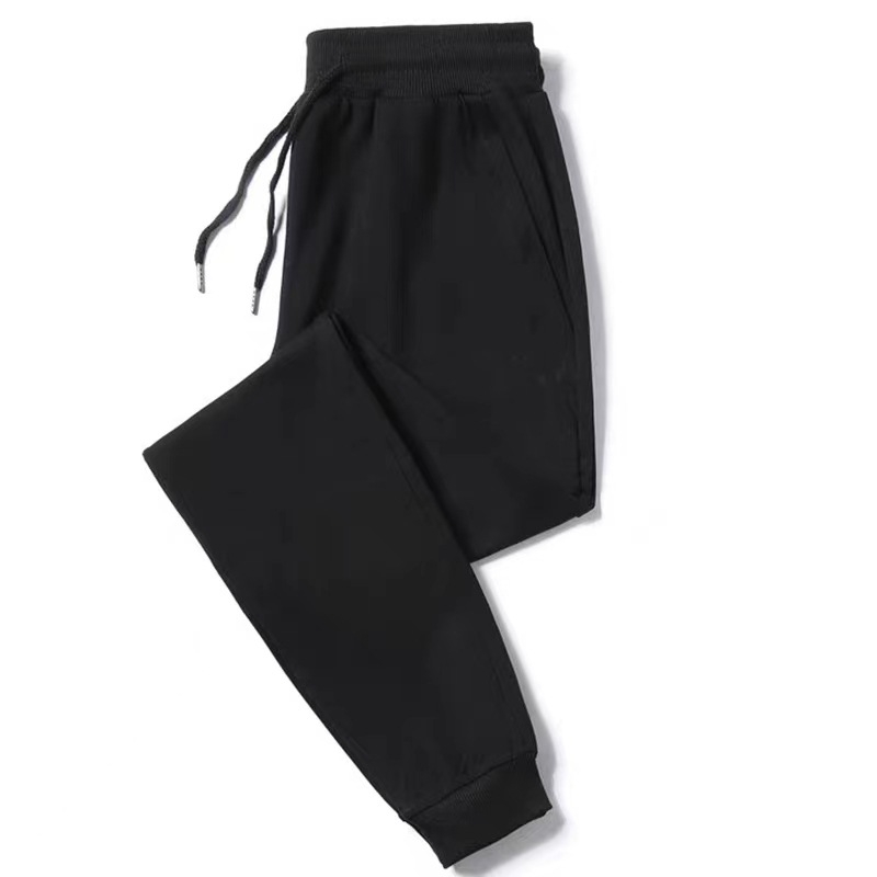 Férfi pamut sportnadrág fleece-beleölt, szűkített szabás, középmagas derék, koreai stílus, edzéshez