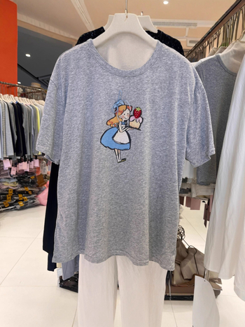Pamuk majica kratkih rukava s printom anime crteža, ležernog kroja, okrugli izrez, srednja duljina, japansko-korejski casual stil