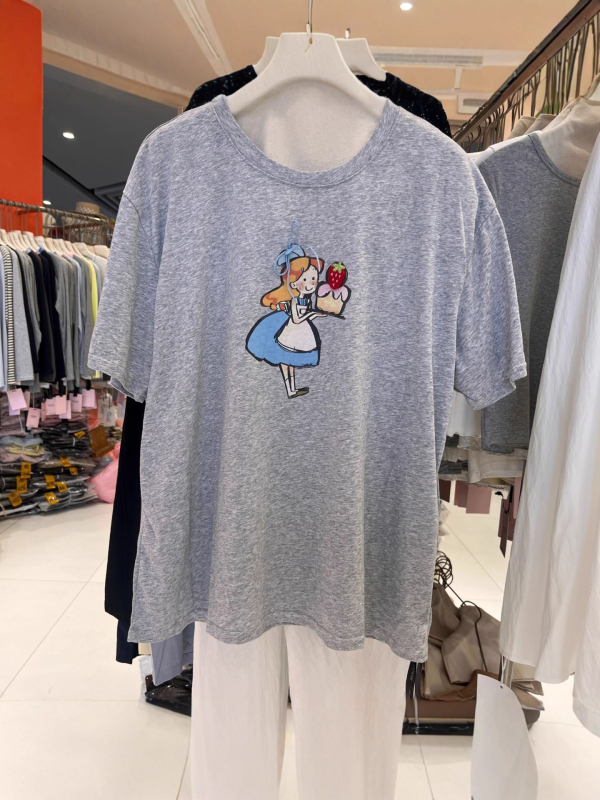 Pamuk majica kratkih rukava s printom anime crteža, ležernog kroja, okrugli izrez, srednja duljina, japansko-korejski casual stil