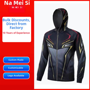 Zvejas apģērba komplekts ar saules aizsardzību — ātri žūstošs, elpojošs, UV aizsardzība, pret vēju, mitruma vadīšana, ar kapuci.