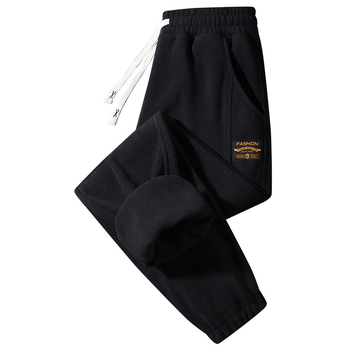 Muške fleece cropped sportske hlače s slobodnim krojem, srednjim pojasom i šnurom za vezanje