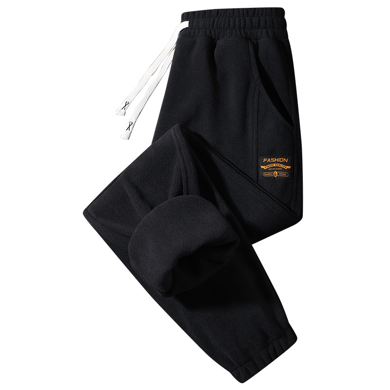 Muške fleece cropped sportske hlače s slobodnim krojem, srednjim pojasom i šnurom za vezanje