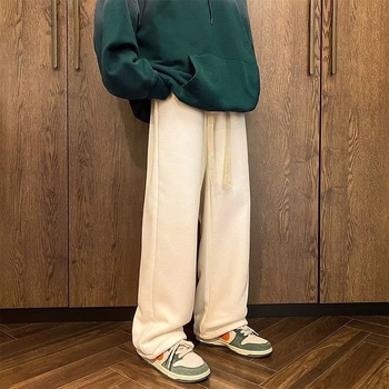 Meeste talvised sportpüksid vafli-kudumise ja Sherpa voodriga, vaba lõige, kõrge vöökoht