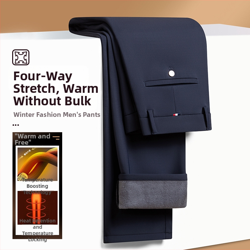 Meeste talvefleecest püksid, sirge lõige, elastne kangas, keskmine vöökoht