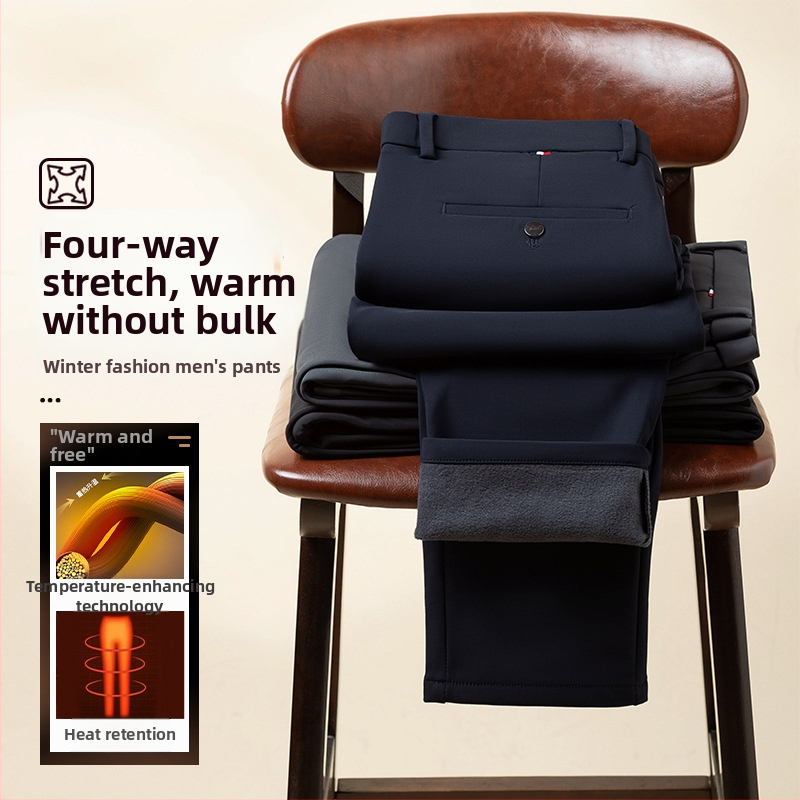 Meeste talvefleecest püksid, sirge lõige, elastne kangas, keskmine vöökoht