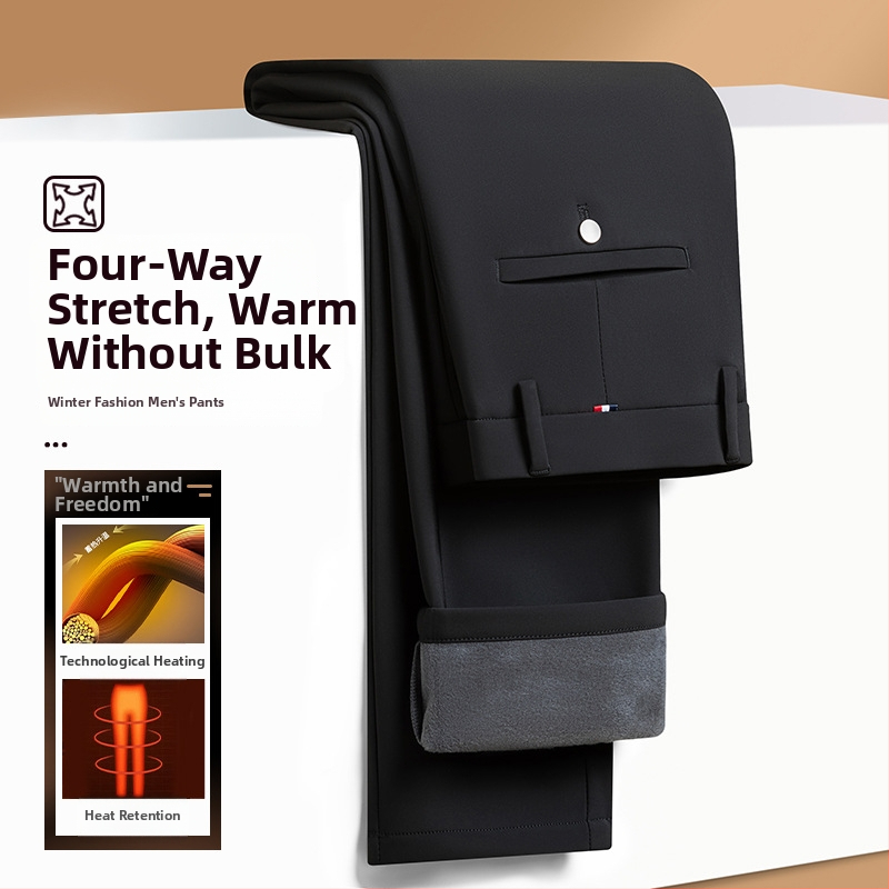 Meeste talvefleecest püksid, sirge lõige, elastne kangas, keskmine vöökoht