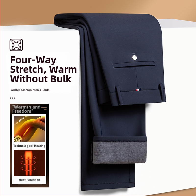 Meeste talvefleecest püksid, sirge lõige, elastne kangas, keskmine vöökoht