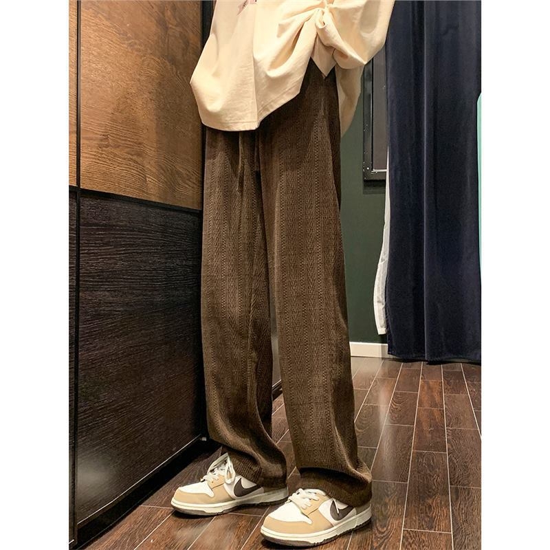 Sportske casual hlače, korejskog stila, srednji pojas, ravni kroj, poliester tkanina