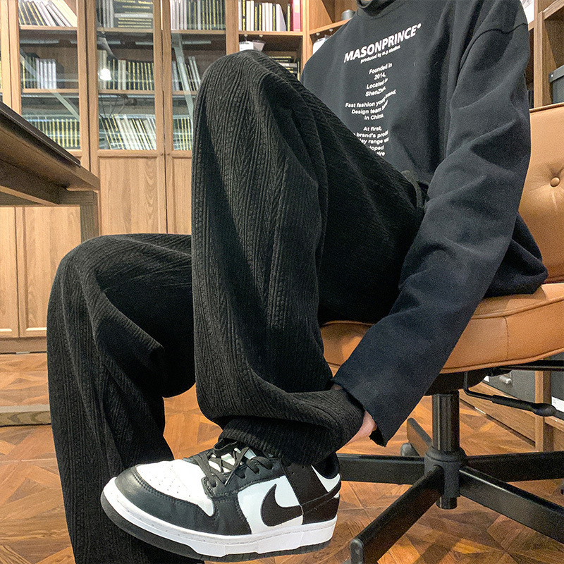 Sportske casual hlače, korejskog stila, srednji pojas, ravni kroj, poliester tkanina