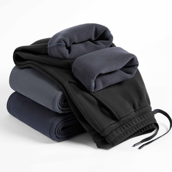 Muške zimske trenirke hlače s flisom, otporne na vjetar, ravnog kroja, srednjeg struka, s pojasom i vezicama