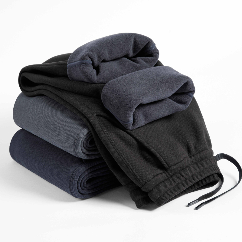 Muške zimske trenirke hlače s flisom, otporne na vjetar, ravnog kroja, srednjeg struka, s pojasom i vezicama