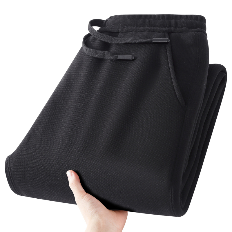 Muške zimske trenirke hlače s flisom, otporne na vjetar, ravnog kroja, srednjeg struka, s pojasom i vezicama