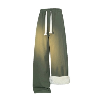 Pantaloni trening largi din nylon, talie medie, micro-elastici, casual, iarna 2025