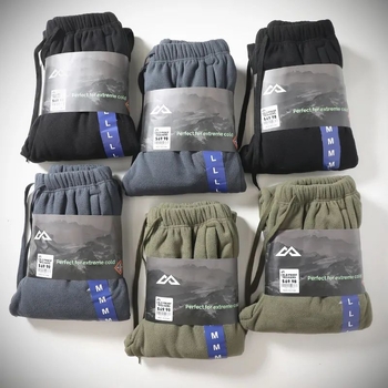 Muške casual hlače s dvostrano fleece podstavom, ravni kroj, zatvaranje zipom, poliester smjesa, srednje visoka struk