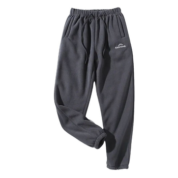 Muške casual hlače s dvostrano fleece podstavom, ravni kroj, zatvaranje zipom, poliester smjesa, srednje visoka struk