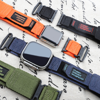 Time Song Nylonový kanvasový pás s Velcro pre Apple Watch — 22 mm rozhranie, 18 g