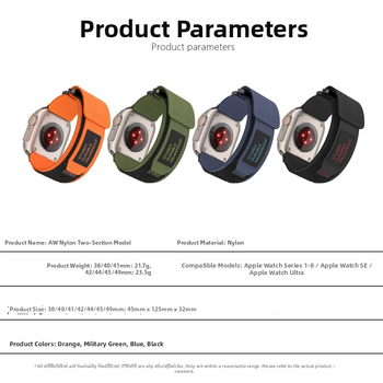 Time Song Nylonový kanvasový pás s Velcro pre Apple Watch — 22 mm rozhranie, 18 g
