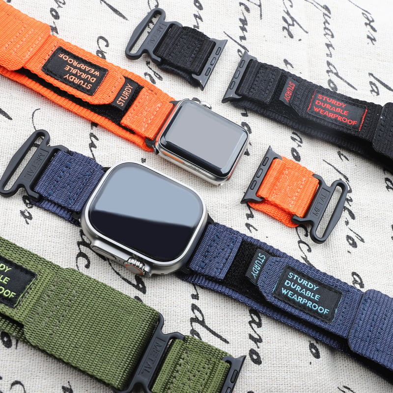 Time Song Nylonový kanvasový pás s Velcro pre Apple Watch — 22 mm rozhranie, 18 g
