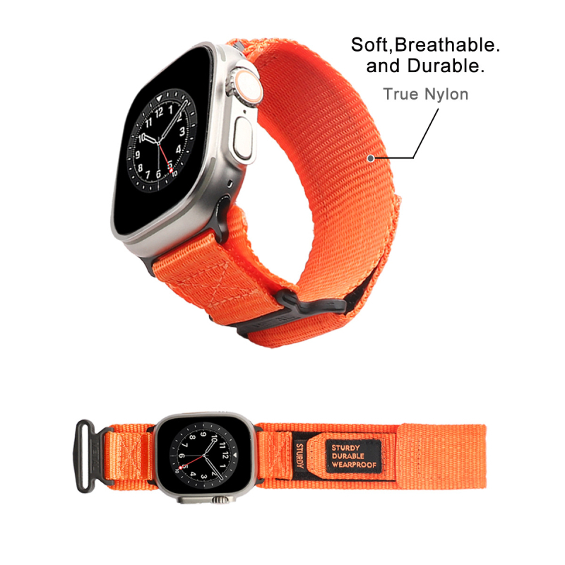 Time Song Nylonový kanvasový pás s Velcro pre Apple Watch — 22 mm rozhranie, 18 g